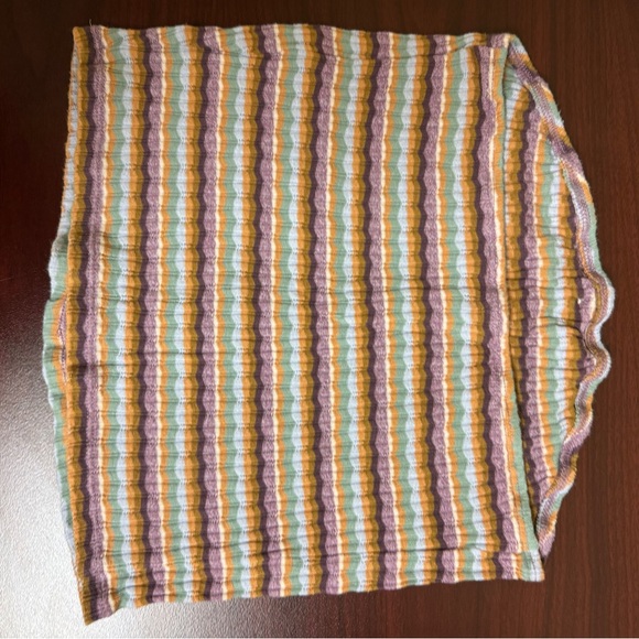 American Eagle Striped Multicolor Stretchy Button Front Tube Top Size S 90s Y2k - Picture 4 of 5